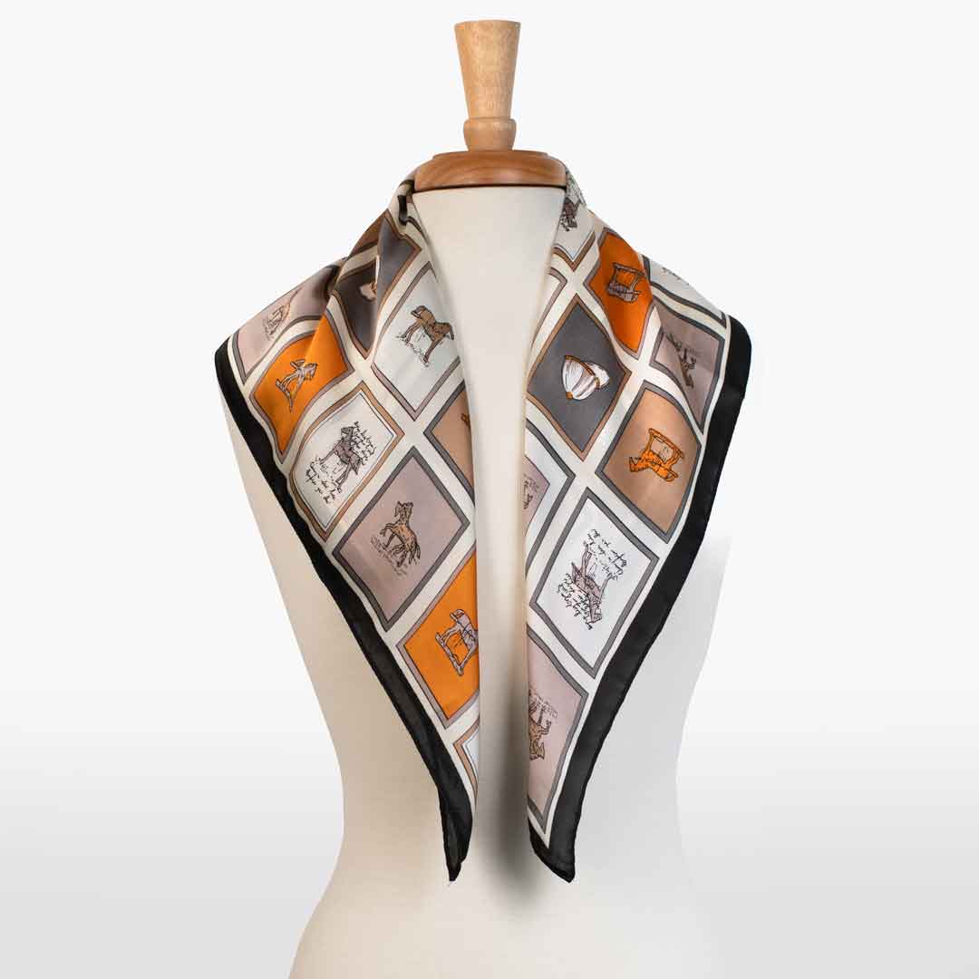 Pony Club - Stylized Equestrian Scarf with Black Border