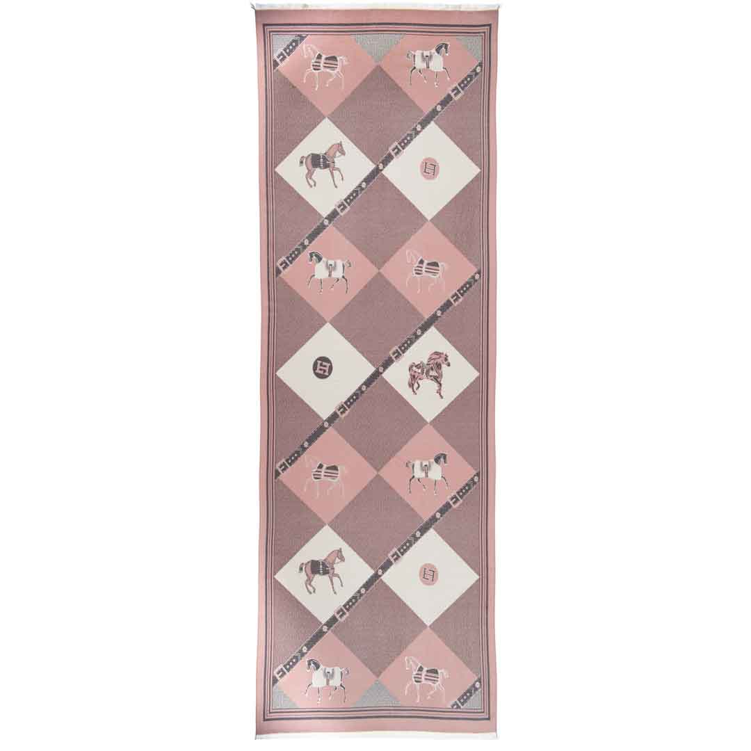 Della -  Blush Pink Equestrian Motif Luxe Shawl