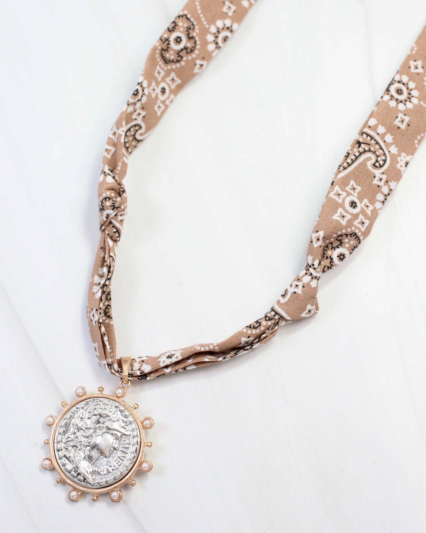 Keeley Scarf Charm Necklace Khaki