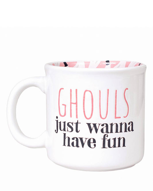 Ghouls Just Wanna Have Fun Mug   White/Pink/Black   14oz