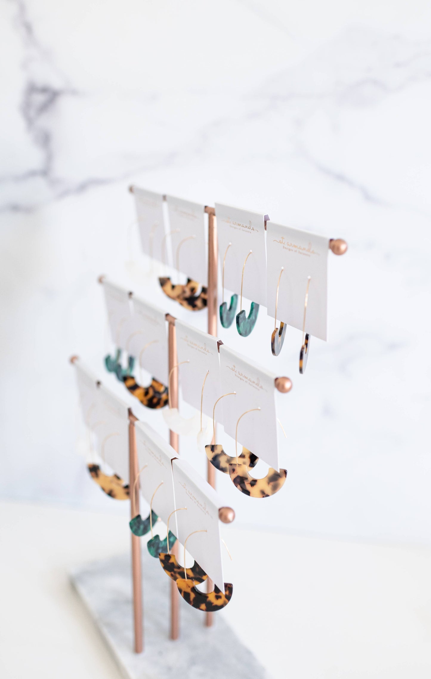 Brown Tortoise Minimalist Statement Threader Earrings