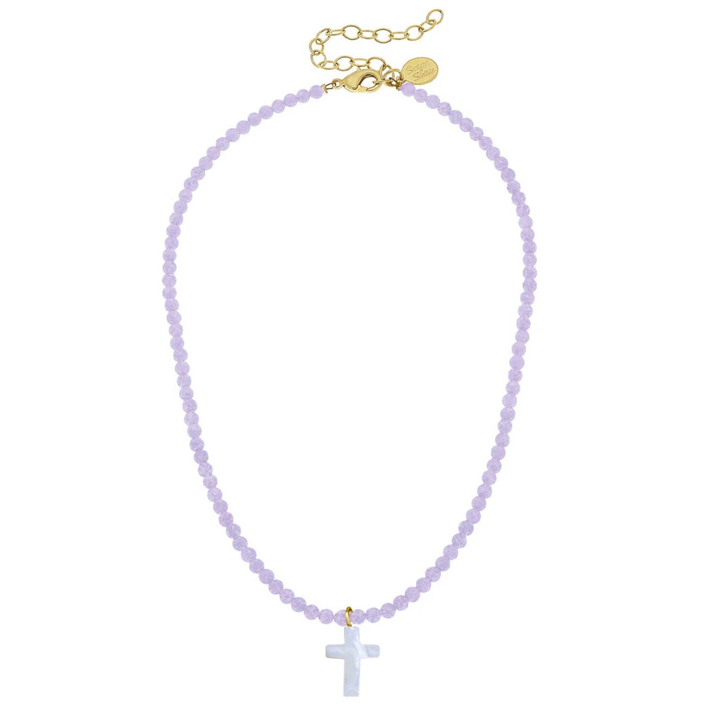 Lavender Alys Pearl Cross Necklace