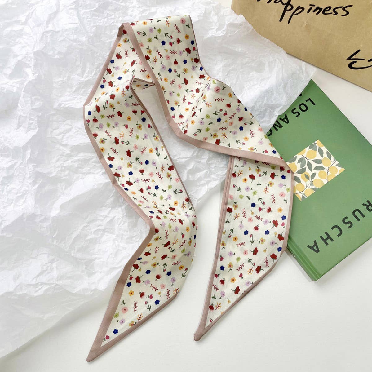 Neutral Long Twilly Scarf – Hair Tie & Neck Ribbon_CWASC0715