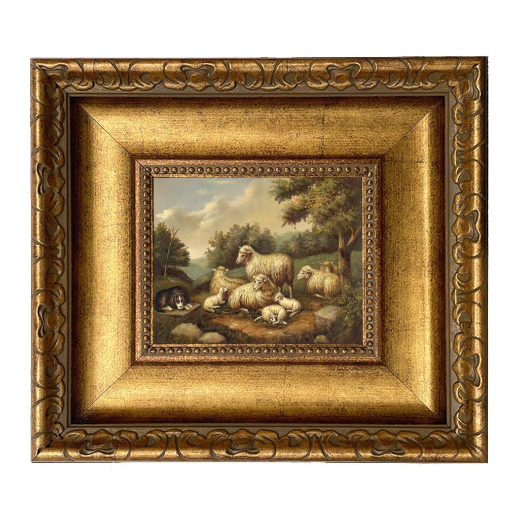 Sheep in Landscape Framed Painting Print on Canvas