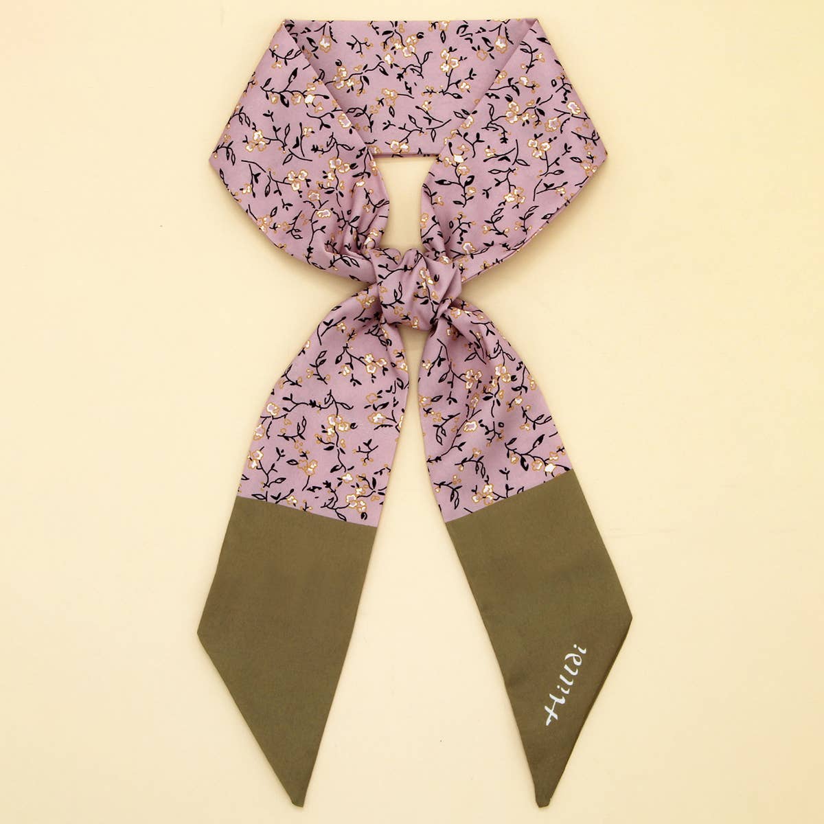 Letter Floral Skinny Scarf – Hair Bow & Bag Ribbon_CWASC0070
