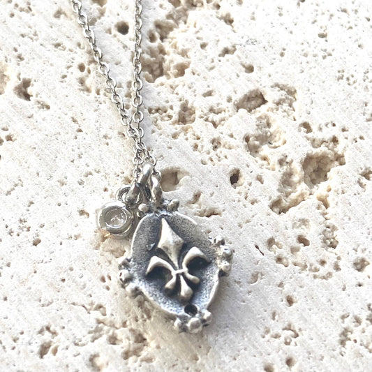 Fleur de lis lys french layering necklace Louisiana, France
