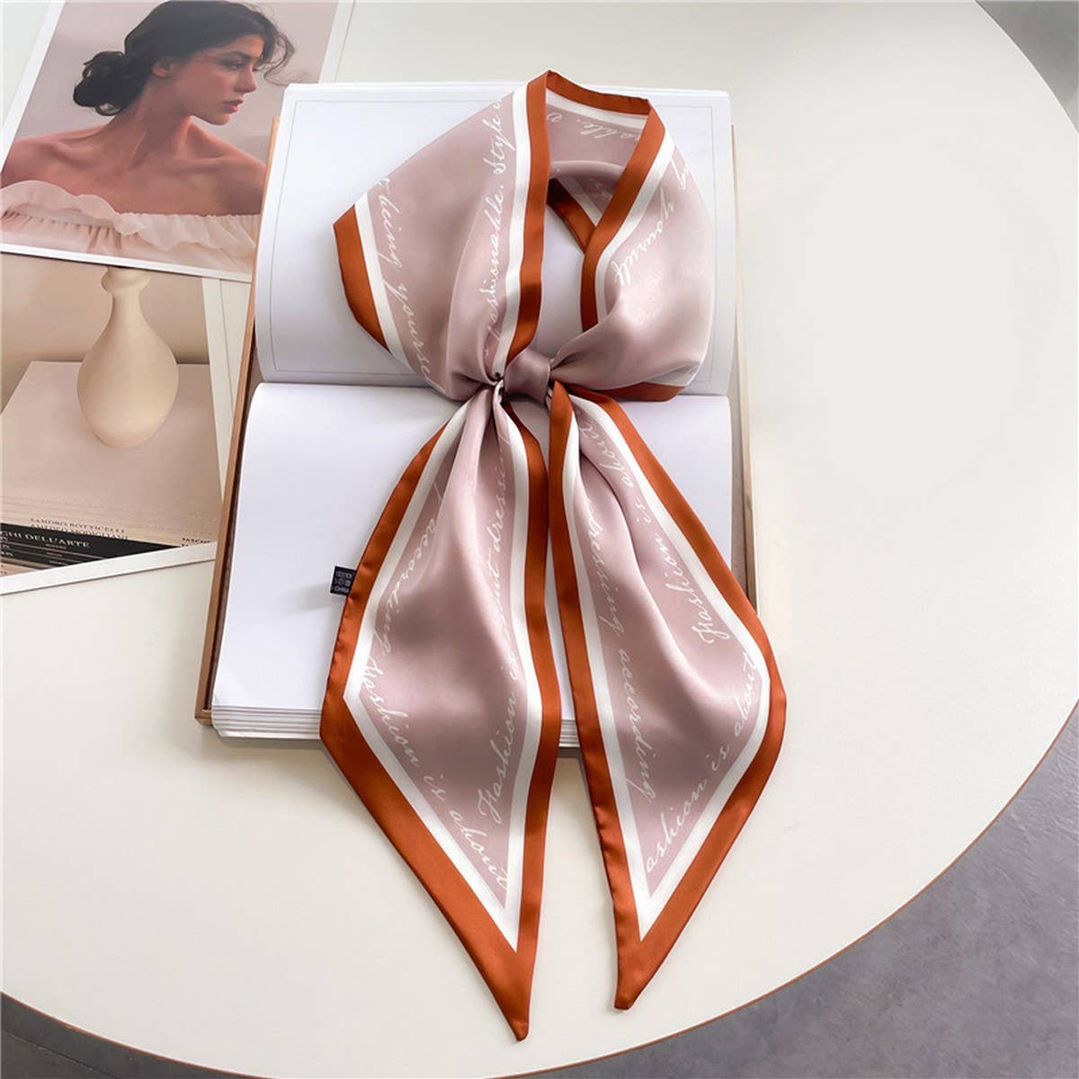 FASHIONABLE DOUBLE-LAYER RIBBON ANGLED HEAD SCARF_CWASC1515
