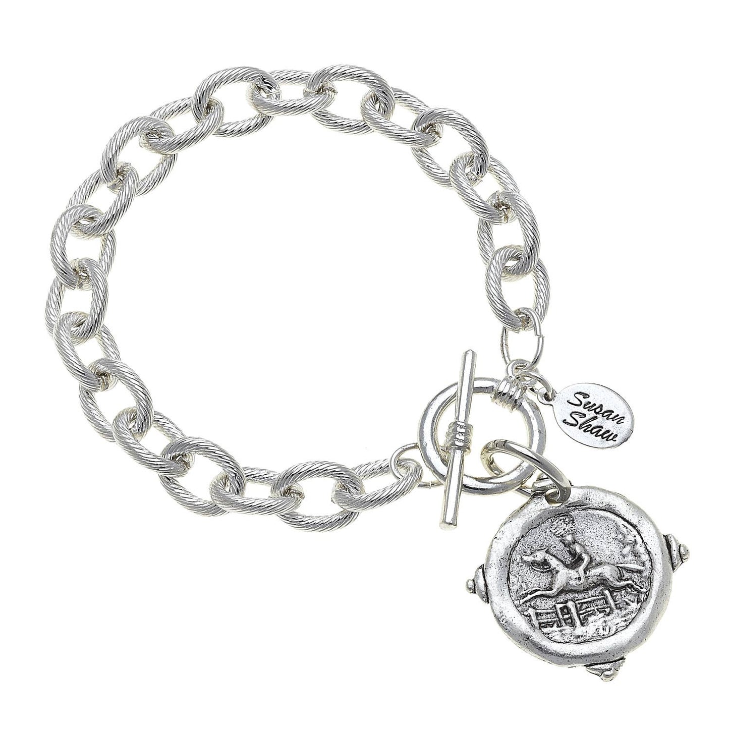 Silver Equestrian Intaglio Bracelet