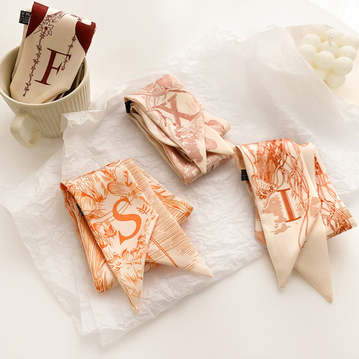 Initial Silk Scarf – Personalized Gift Accent for Her