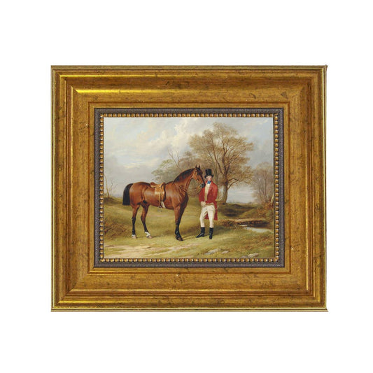 Gentleman Standing Beside Saddled Hunter Painting Print