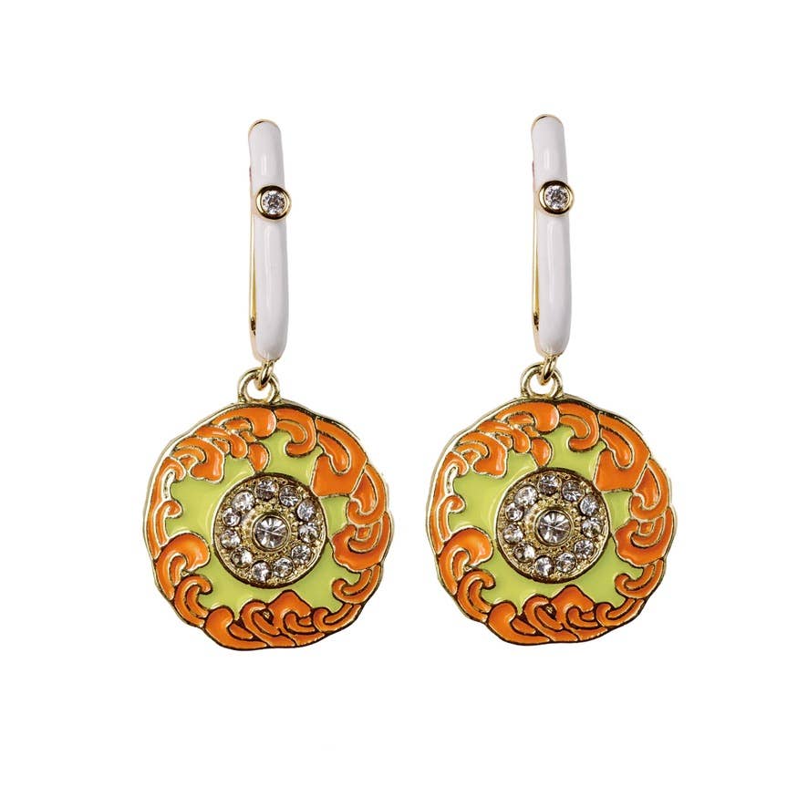 Orange Diamond Capri Tile Charm Earrings