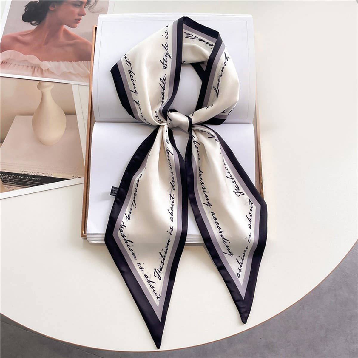 FASHIONABLE DOUBLE-LAYER RIBBON ANGLED HEAD SCARF_CWASC1515