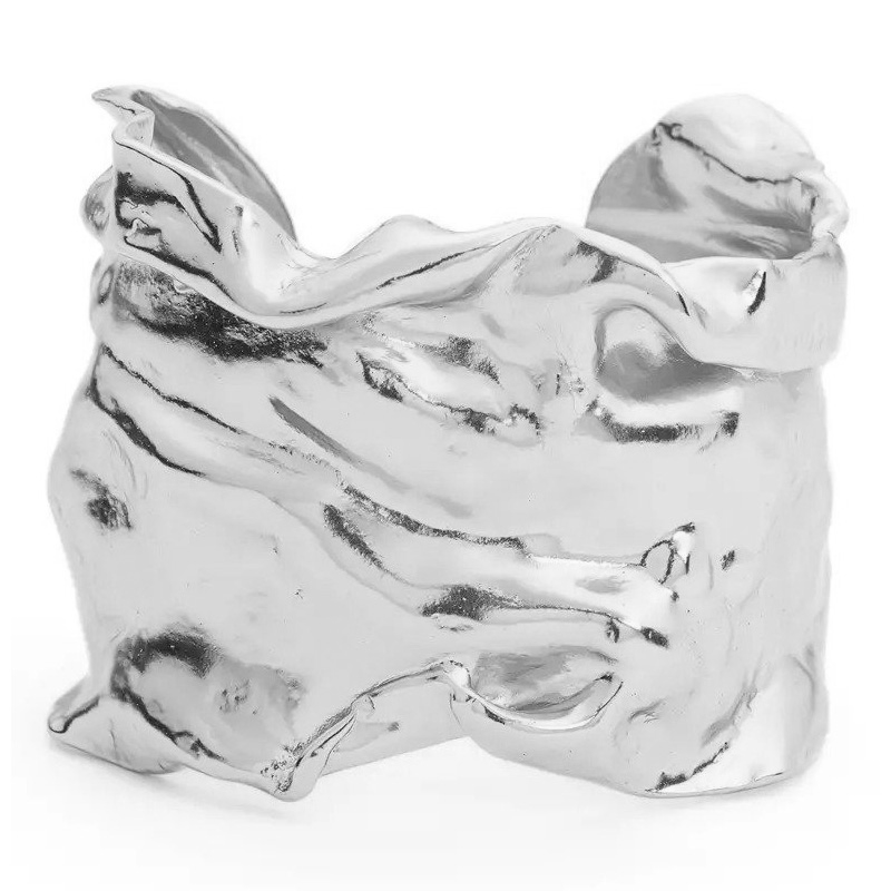 Trendy Crumpled Foil Cuff Bracelet - Stylish Statement Piece