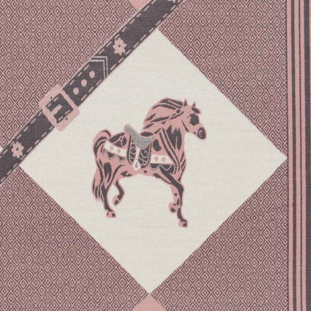 Della -  Blush Pink Equestrian Motif Luxe Shawl