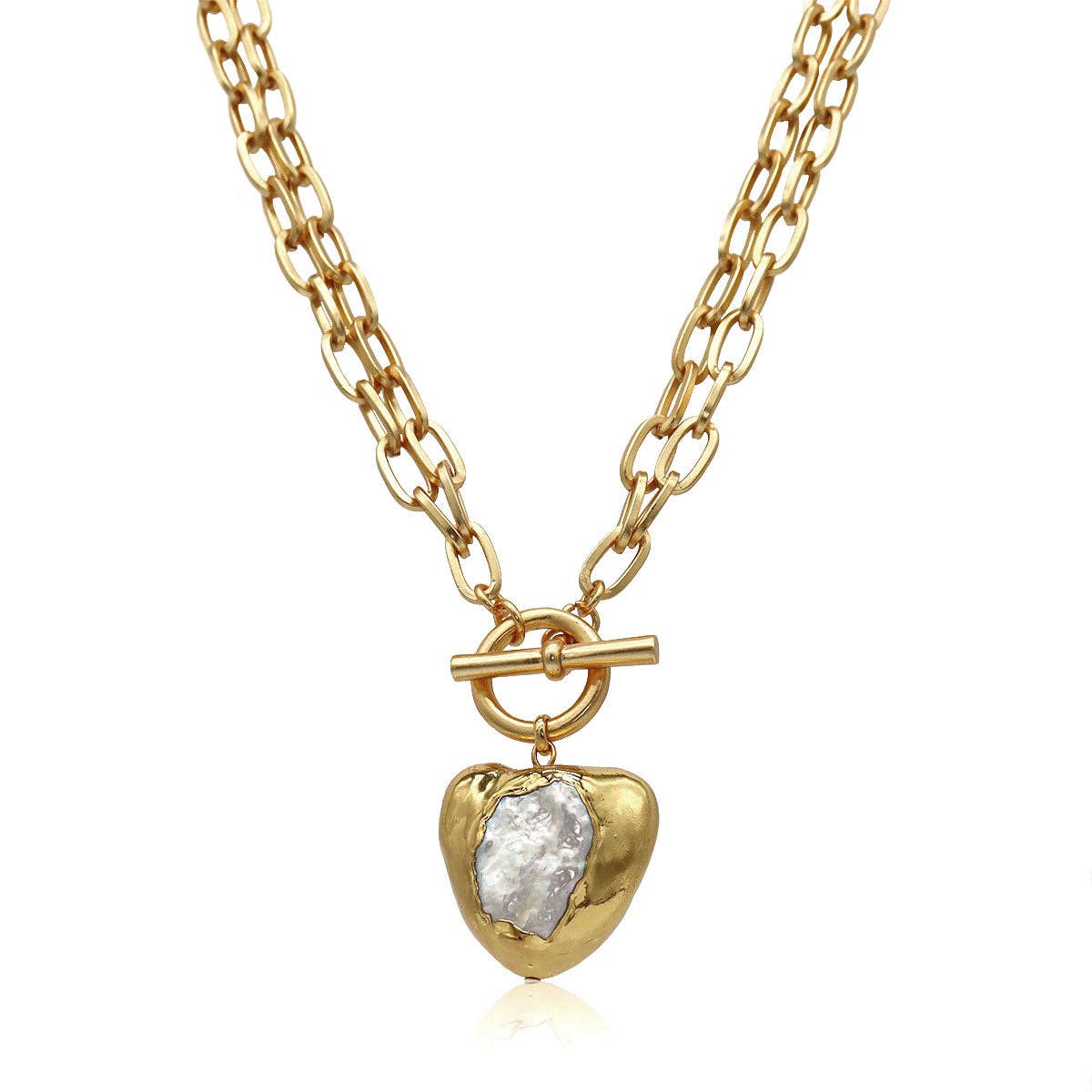 Pure Heart Necklace - Gold and Pearl Pendant