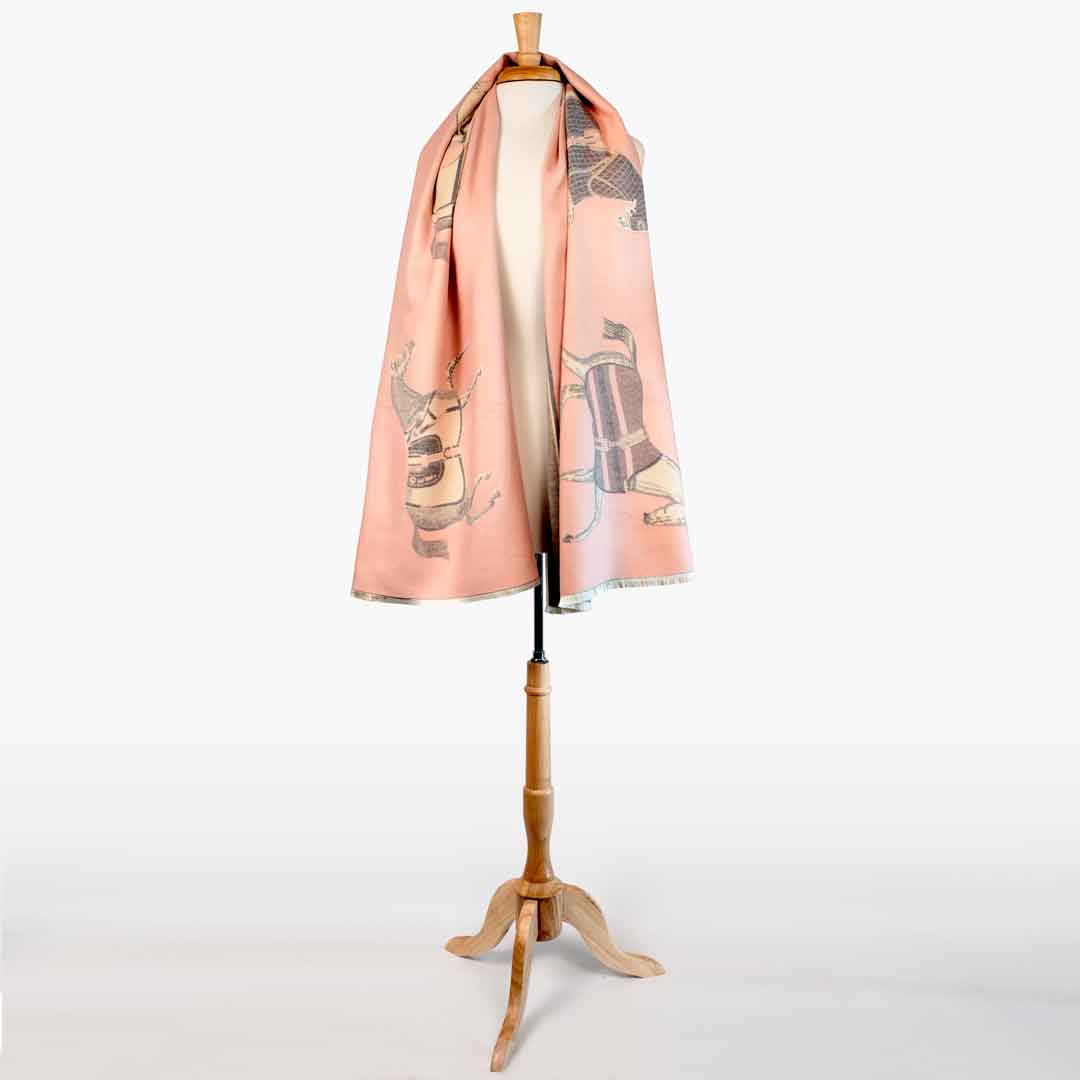Equus -  Blush Pink Equestrian Motif Luxe Shawl