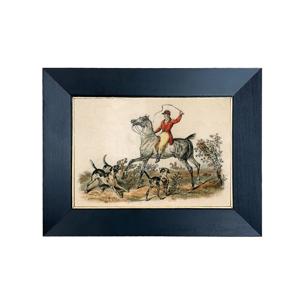 5x7" Defaulting Dogs Fox Hunt Framed Print Behind Glass