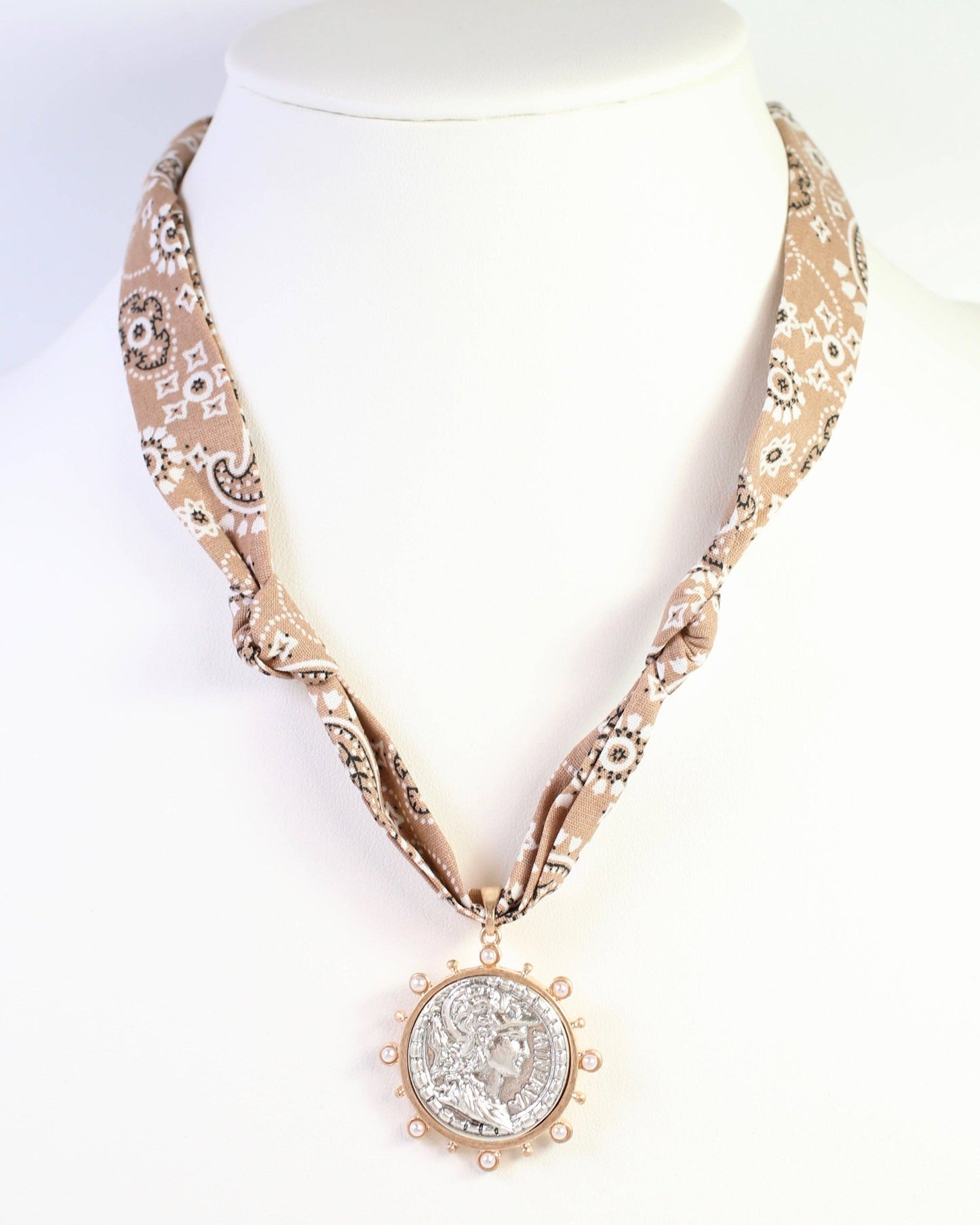 Keeley Scarf Charm Necklace Khaki