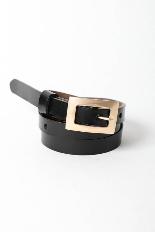 Gold Buckle Skinny Waist Belt