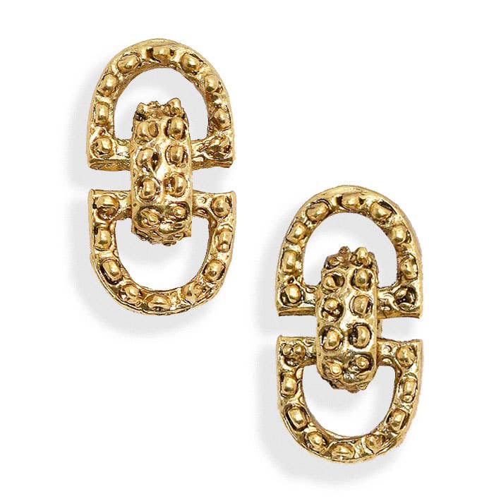 Retro link stud earrings