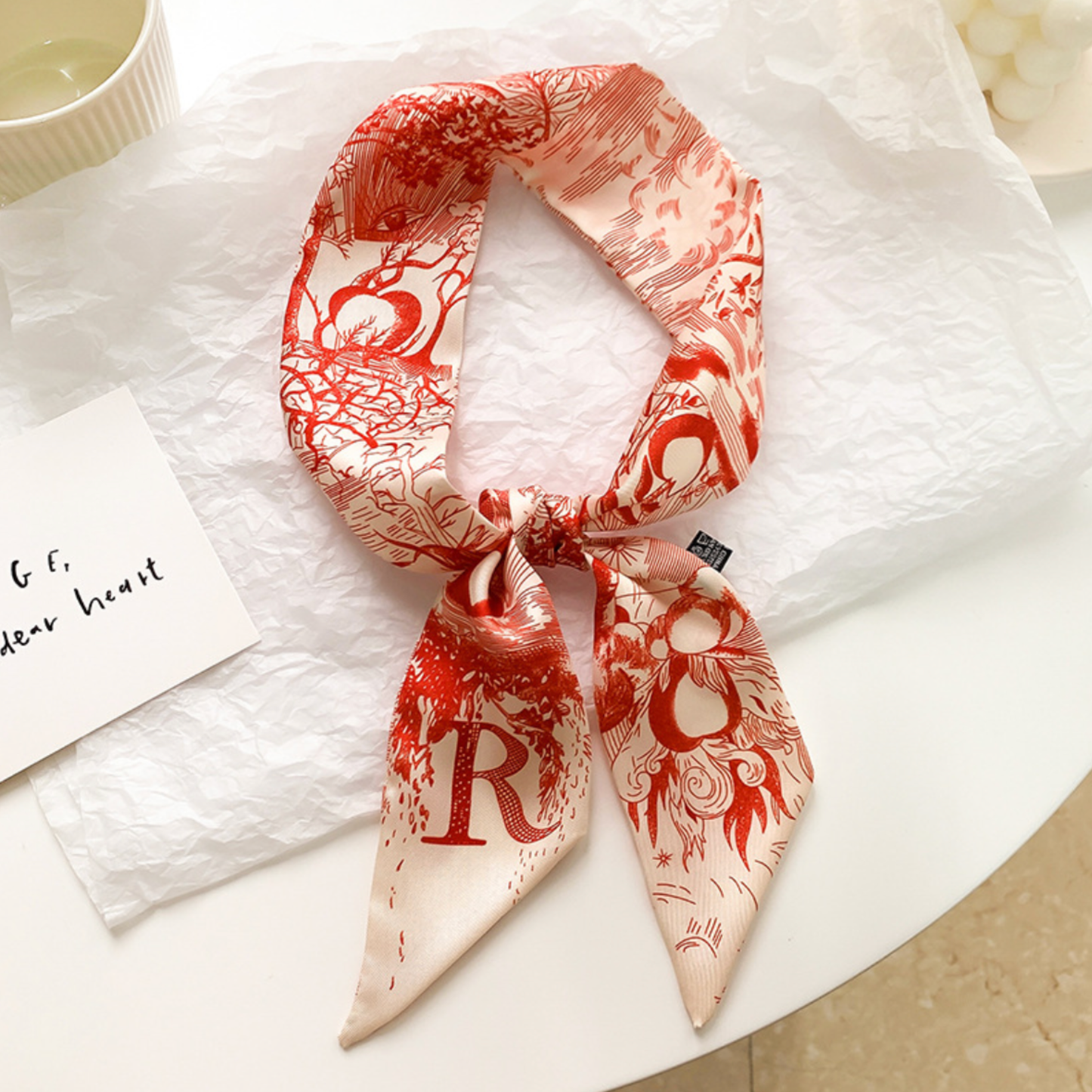 Initial Silk Scarf – Personalized Gift Accent for Her