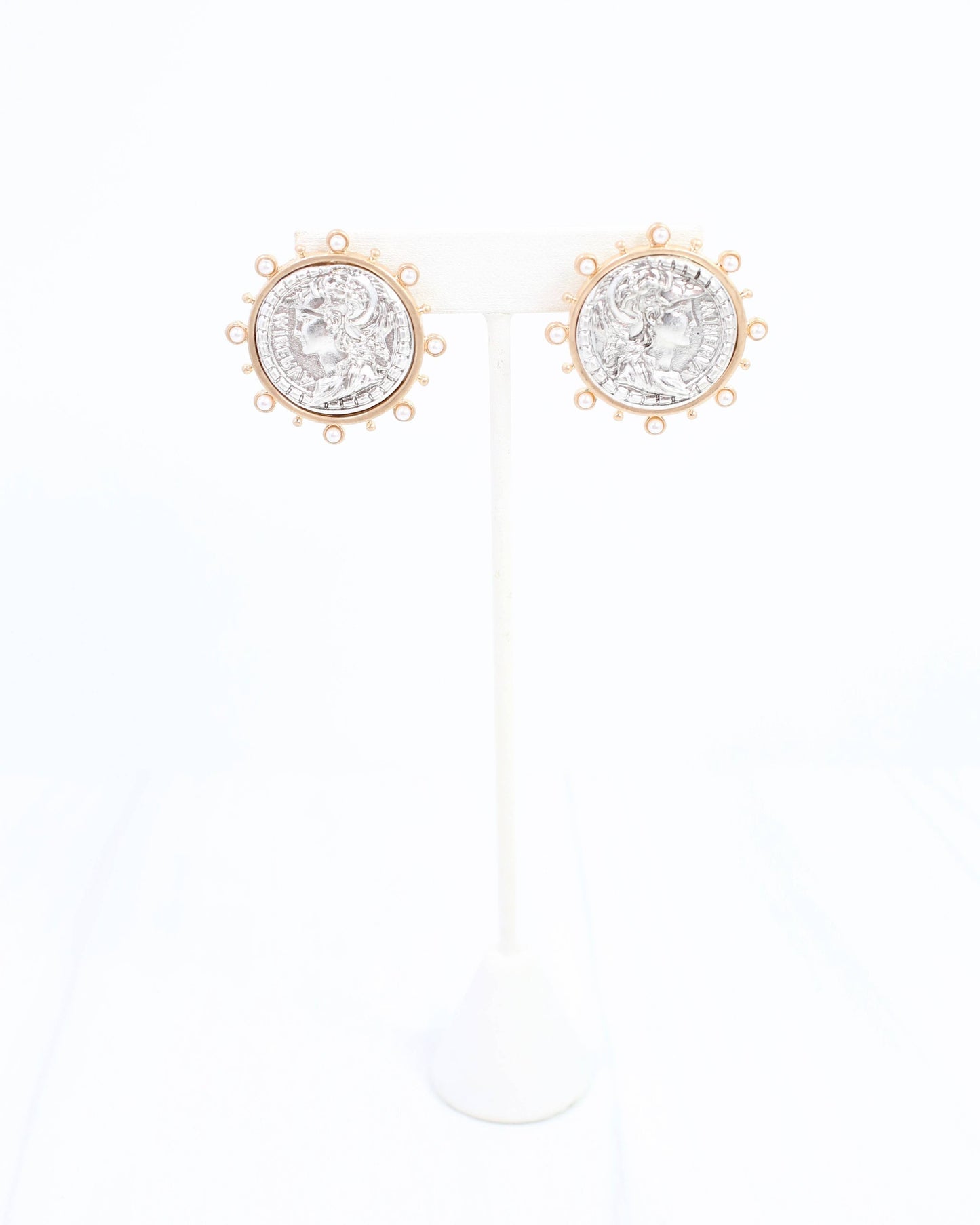 Anna Kate Coin Earring Worn Silver