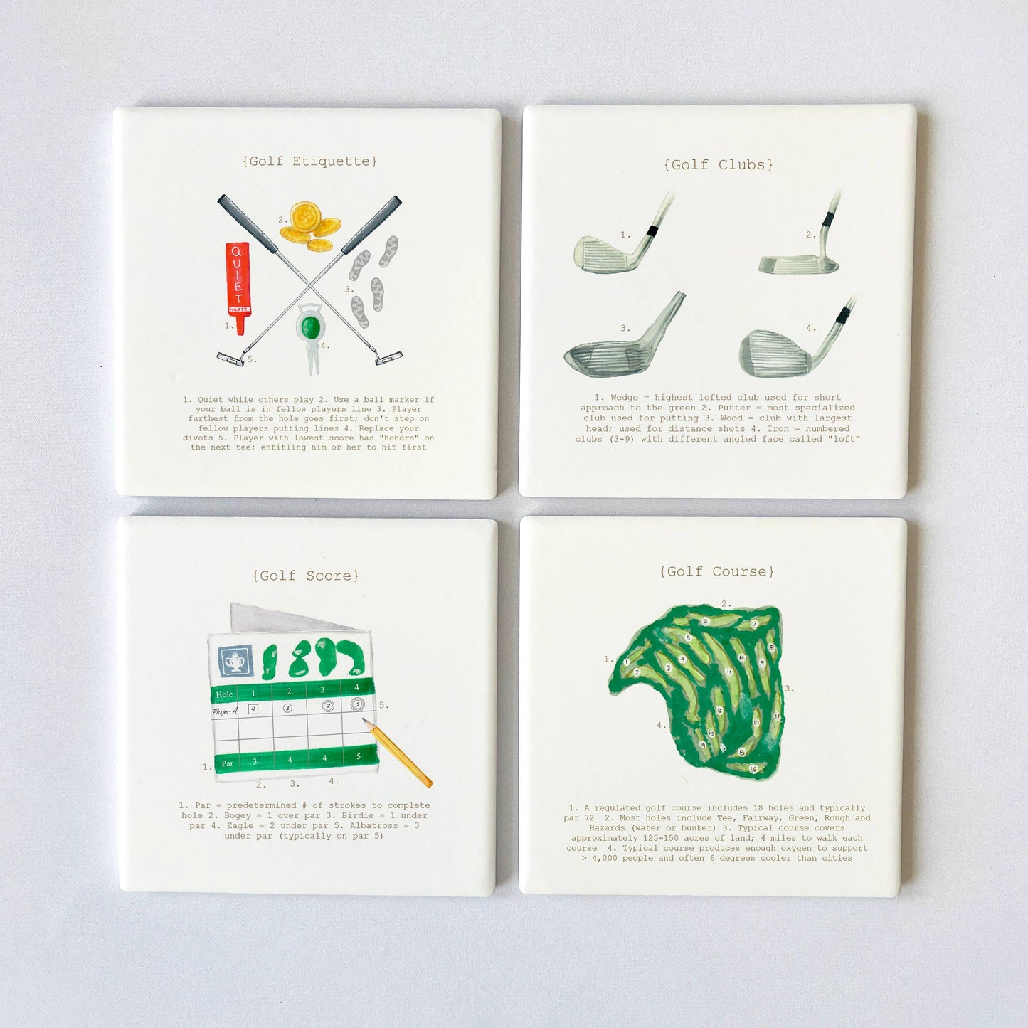 Golf Analysis Square Coaster Set