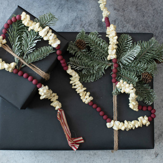 9' POPCORN  CRANBERRY GARLAND