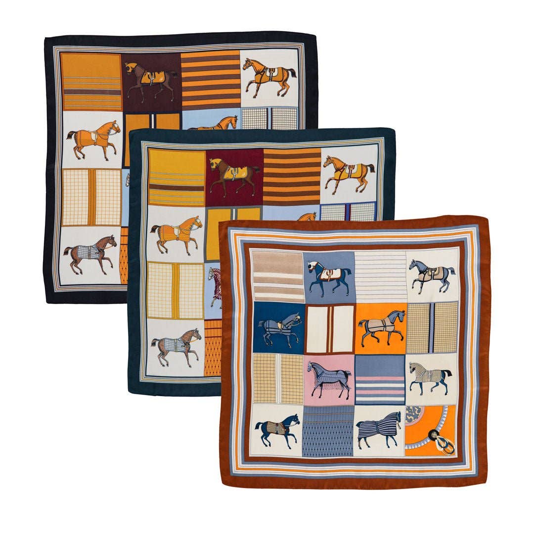 Signature - Stylized Equestrian Scarf in Deep Blue