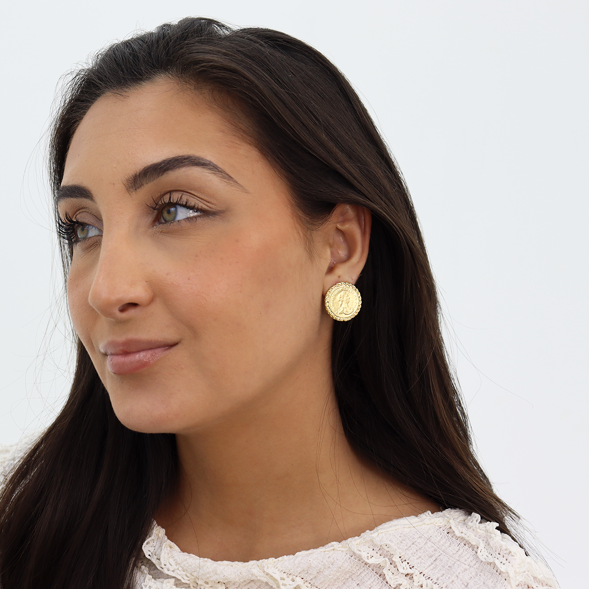 Old World Coin Stud Earrings: Vintage Charm