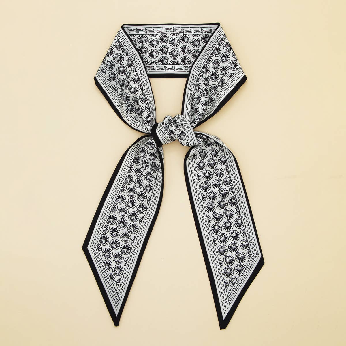 Elegant Floral Scarf - Hair Ribbon & Bag Accessory_CWASC0073