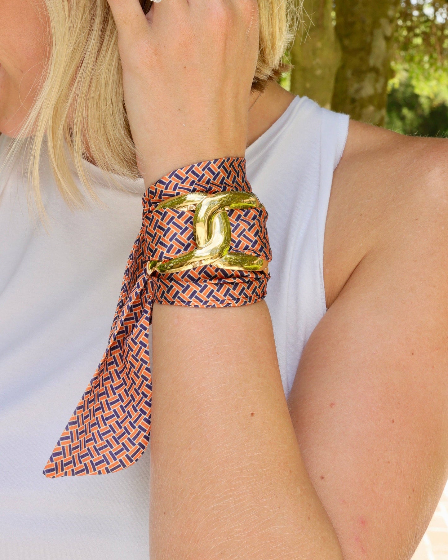 Serafina Scarf Bracelet Navy Orange