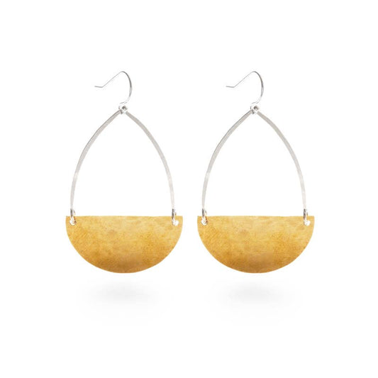 Mixed Metal Semicircle Earrings- Small