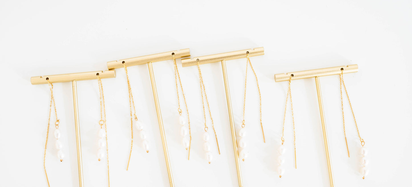 Skinny Pearl Statement Threader Earrings