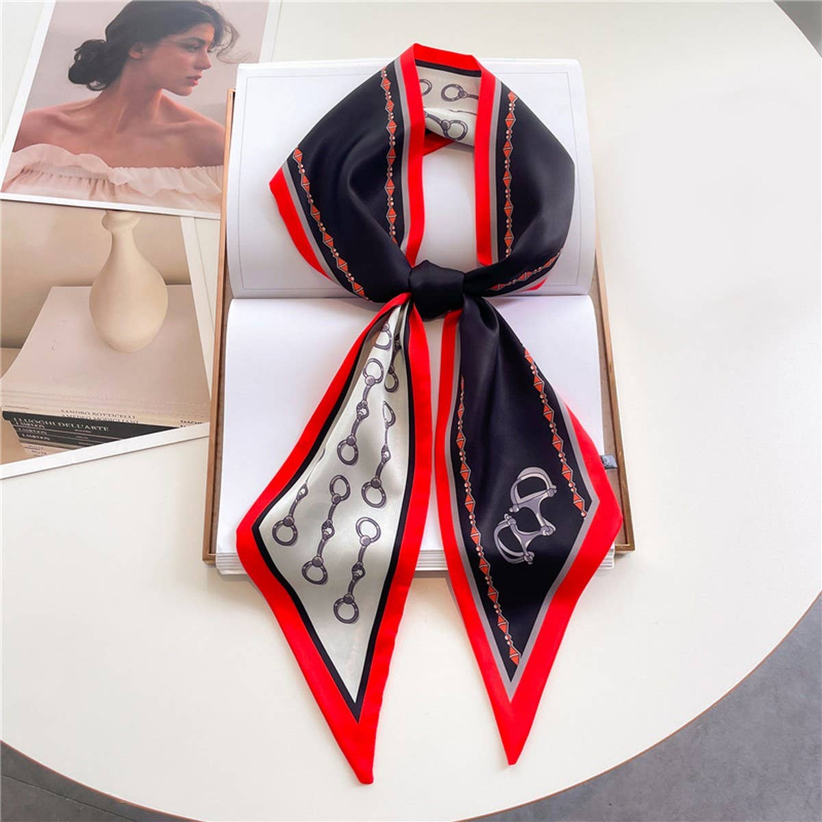 FASHIONABLE DOUBLE-LAYER RIBBON ANGLED HEAD SCARF_CWASC1515