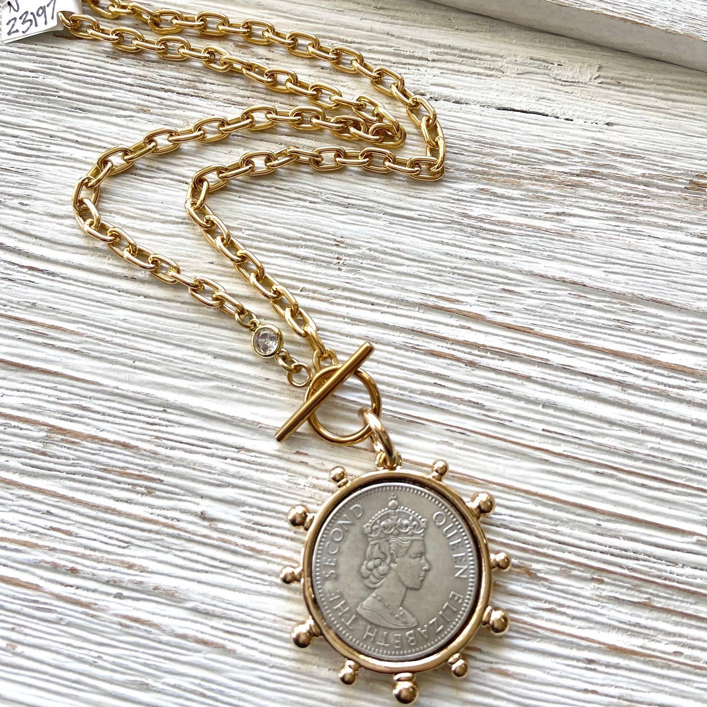 Coin necklace french medallion jewelry  boutique salon