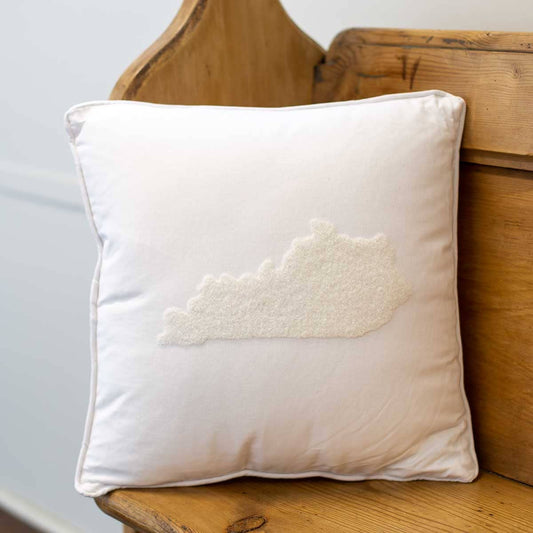 Kentucky Embroidered Pillow   Soft White   16x16
