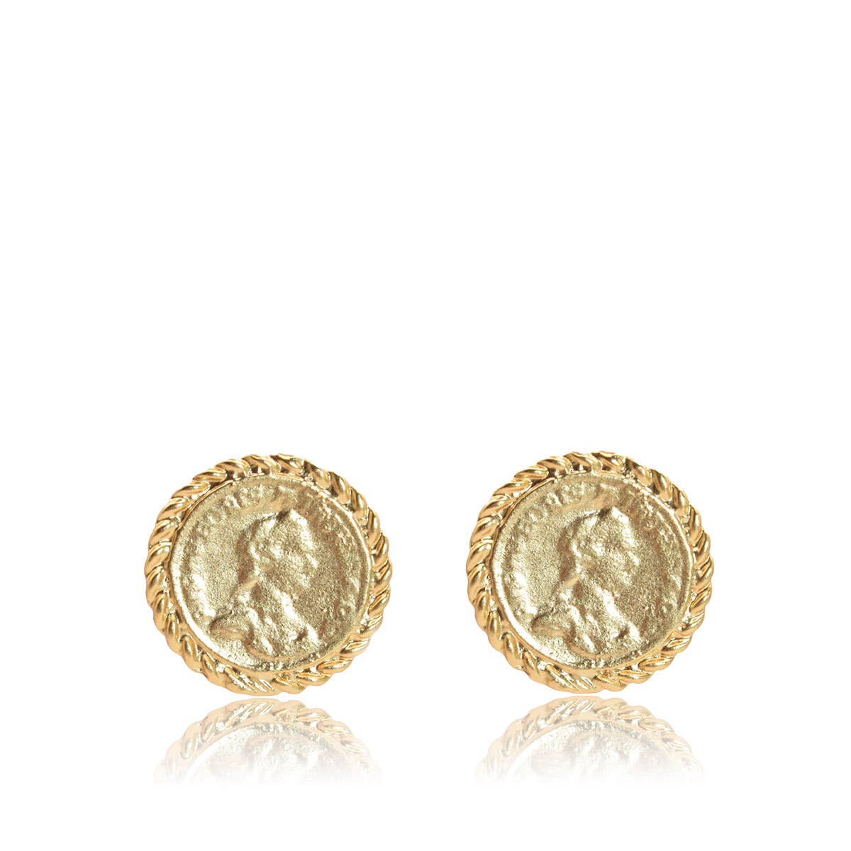 Old World Coin Stud Earrings: Vintage Charm