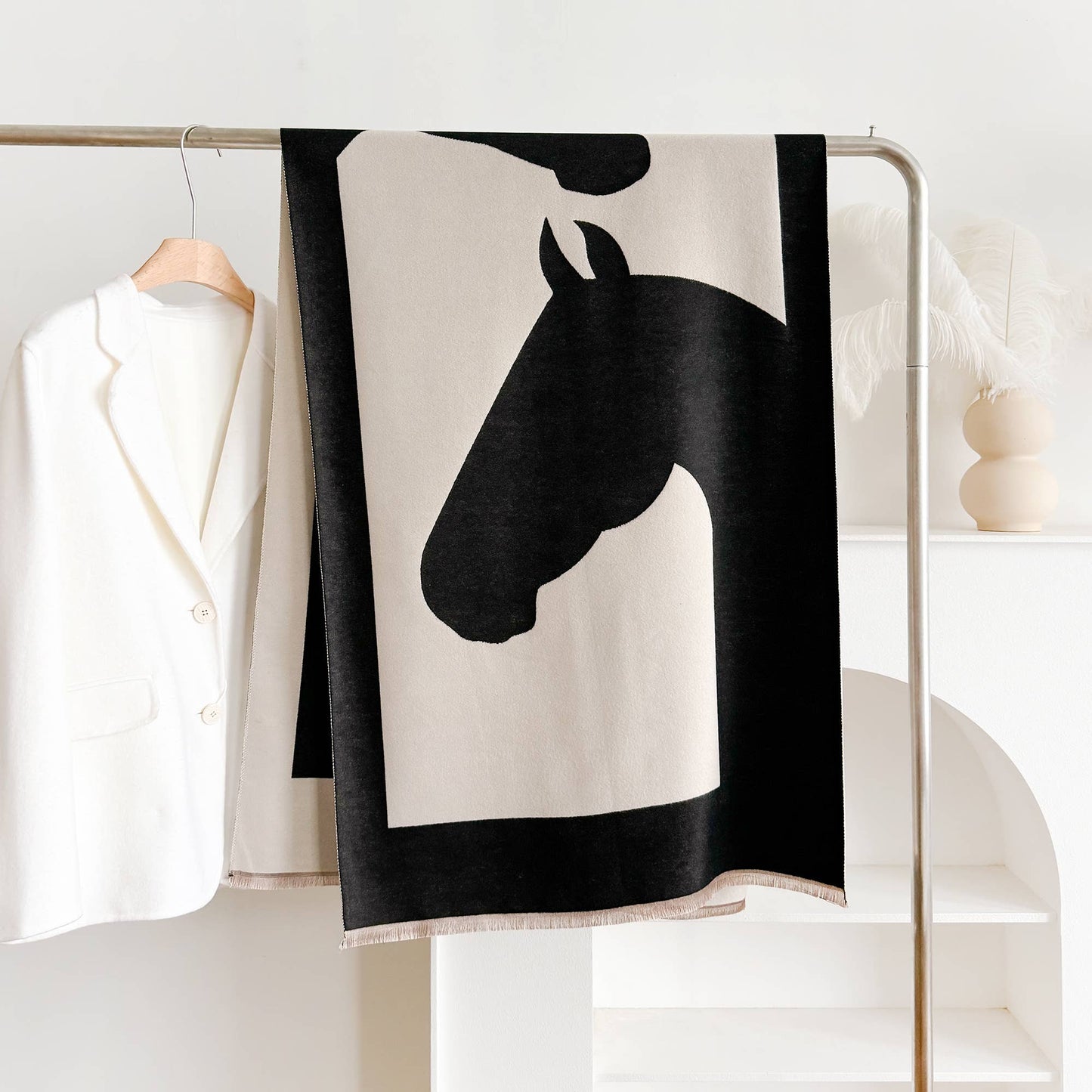 Equestrian Black / White Equine Shadow Reversible Wrap