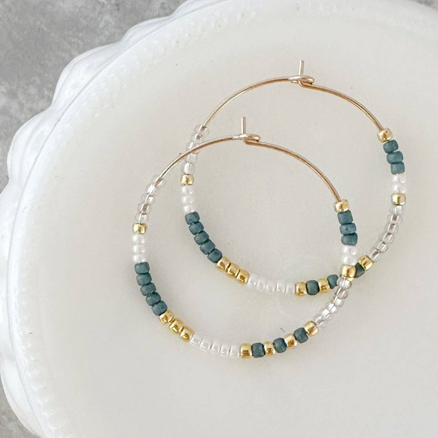 Holiday Beaded Hoop Earring |14k Gold Fill & Sterling Silver