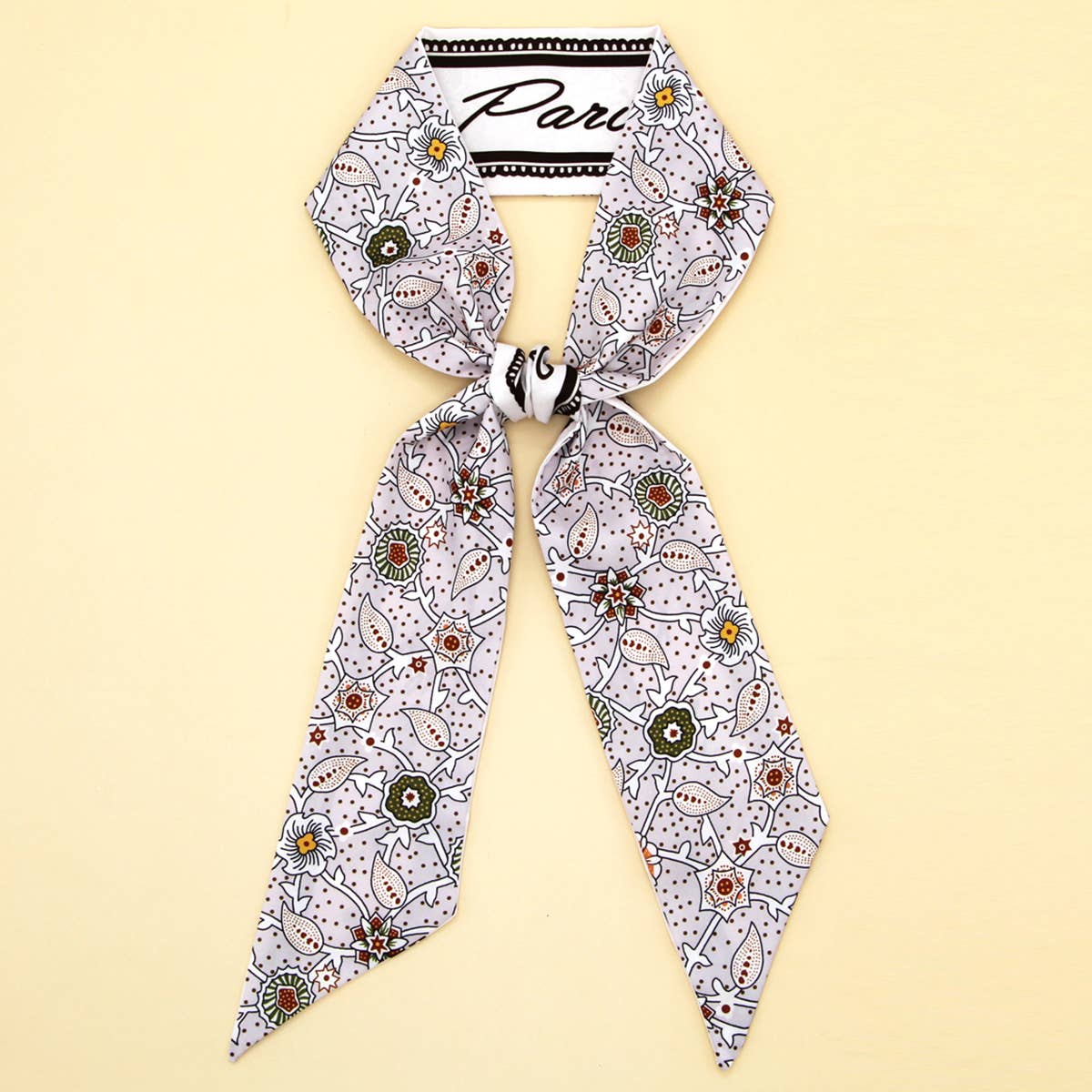 Letter Floral Skinny Scarf – Hair Bow & Bag Ribbon_CWASC0070