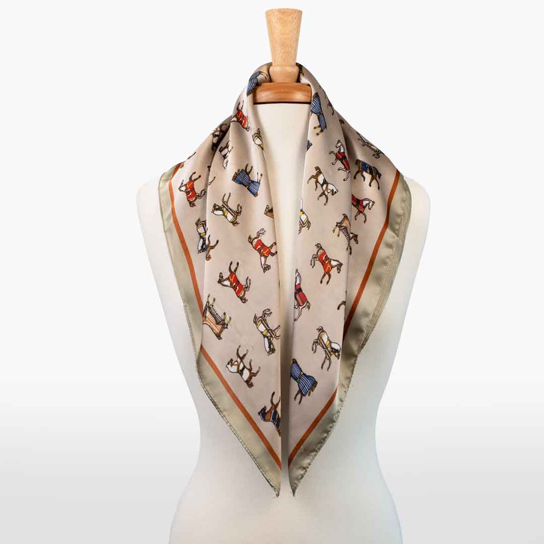 Hunt Club - Stylized Equestrian Scarf in Taupe