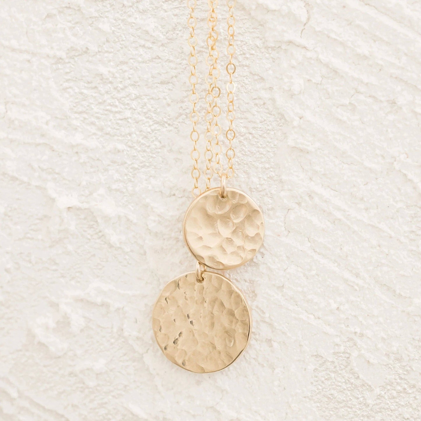 Hammered Disc Necklace - Minimalist, Layering Necklace