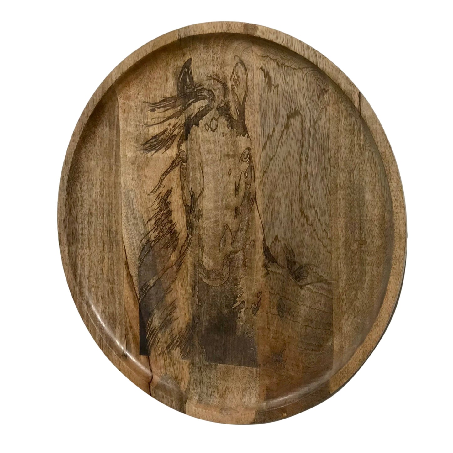 "Branding Iron" Horse Bust Mango Wood Charcuterie Tray