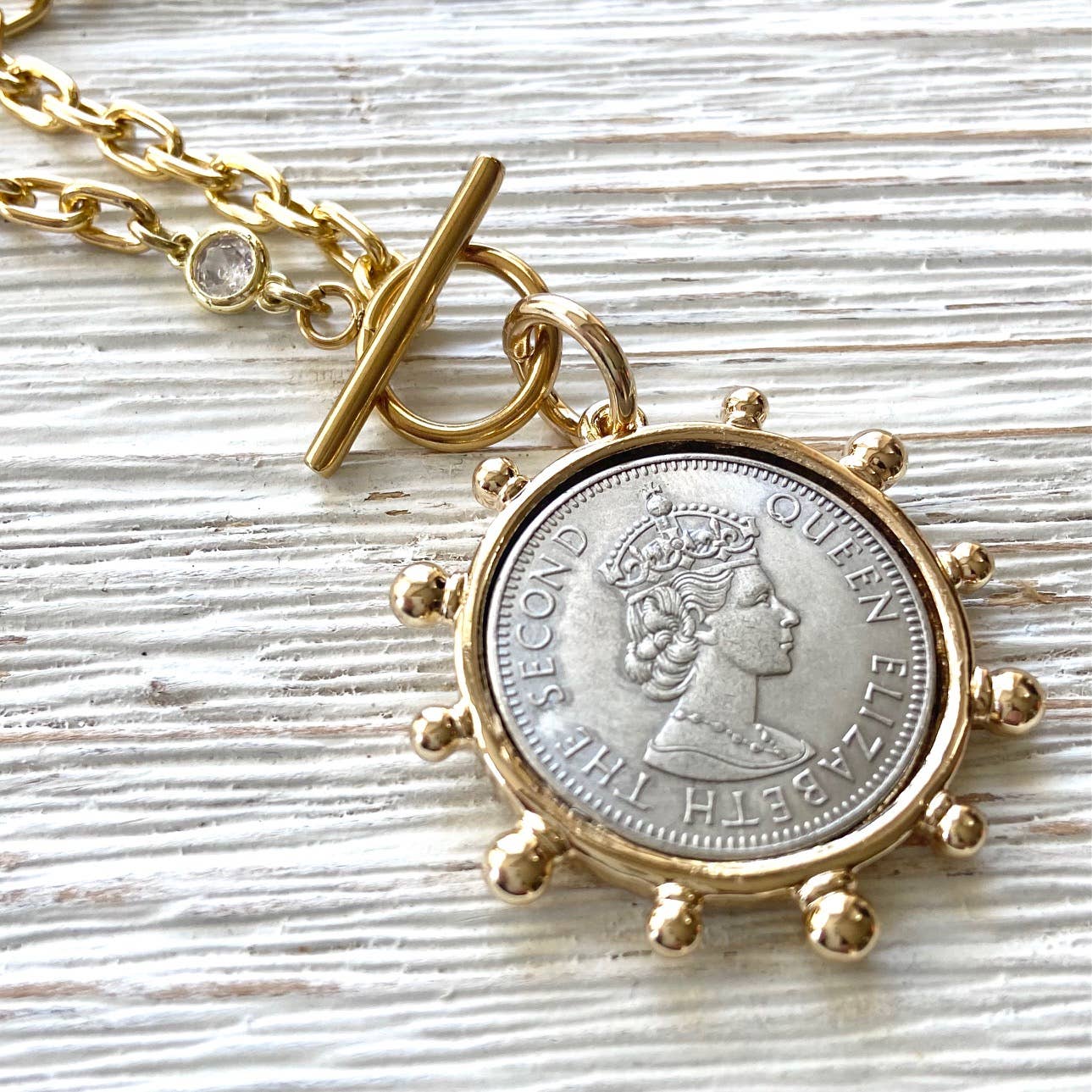 Coin necklace french medallion jewelry  boutique salon