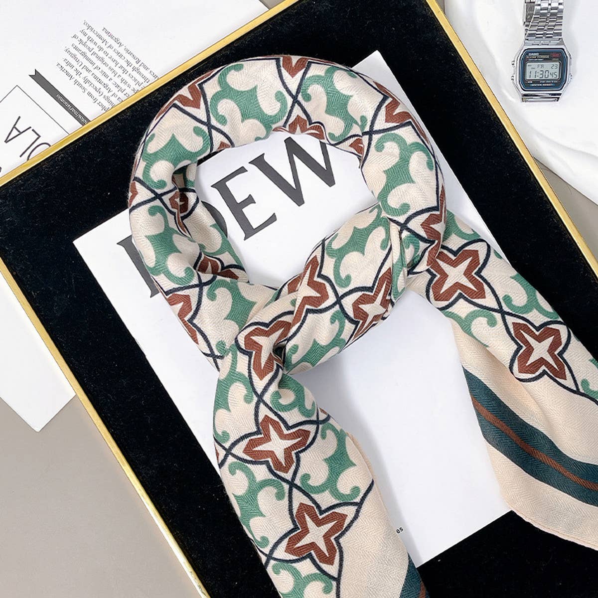 90cm Sunflower Faux Wool Velvet Scarf Wrap_CWASC0891