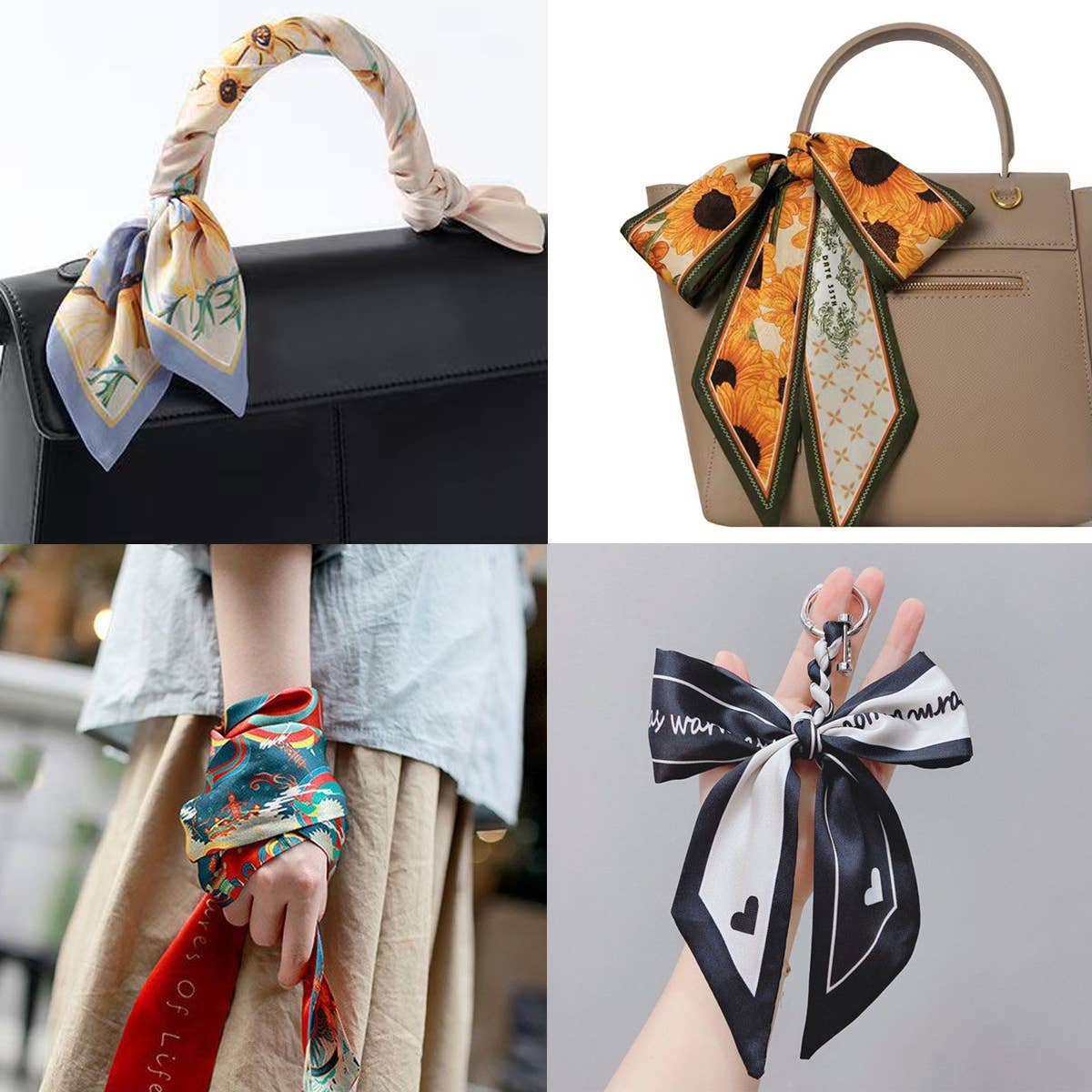 Letter Floral Skinny Scarf – Hair Bow & Bag Ribbon_CWASC0070