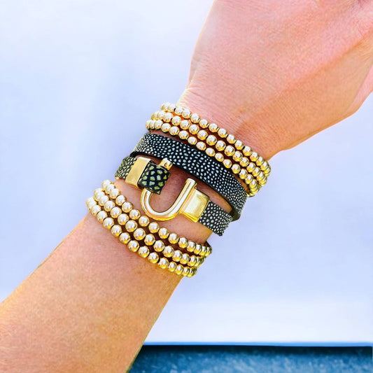 Horseshoe Leather Bracelet Wrap - 4 color choices