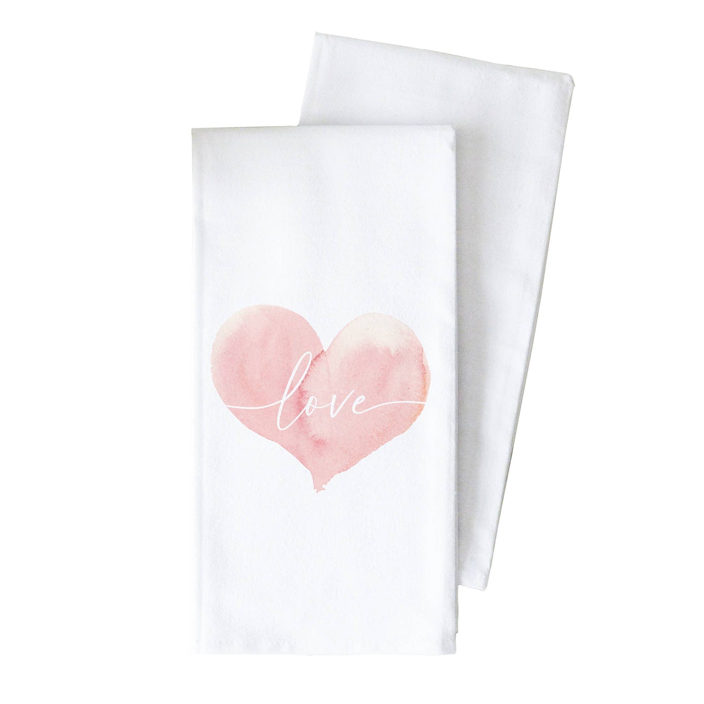 Watercolor Love Heart Tea Towel
