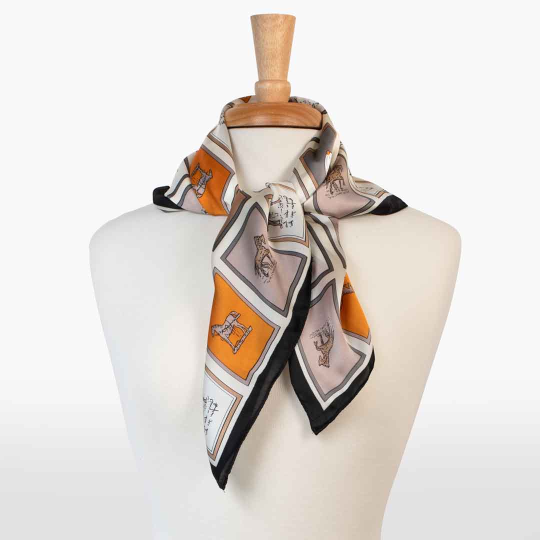 Pony Club - Stylized Equestrian Scarf with Black Border